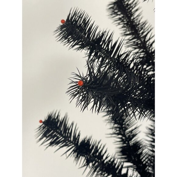 German Feather Tree Black with Orange Berry Beads and Orange Wood Base Halloween - Picture 4 of 7